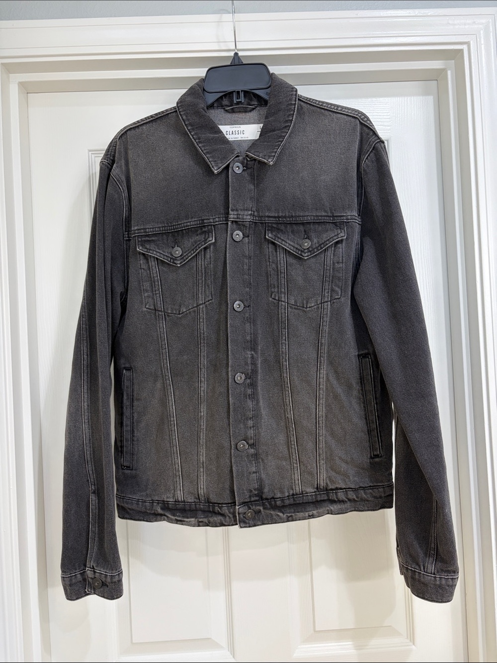 Topman Washed Black Denim Jacket